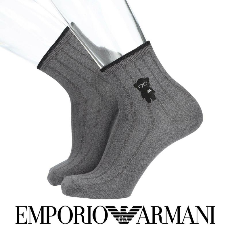 EMPORIOARMANI（エンポリオアルマーニ）カジュアルShortマンガベア刺繍ショートレングススーピマ綿ショートメンズ男性紳士ソックス靴下男性メンズプレゼント贈答ギフト2322-300