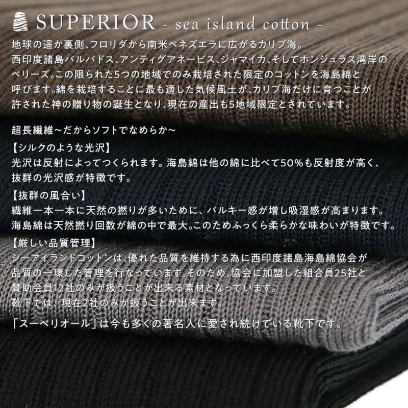 NAIGAI TRADITIONAL ナイガイ SUPERIOR（スーペリオール） 海島綿 シーアイランドコットン 高級 靴下 綿100％ メンズ  無地リブ クルー丈 ソックス 男性 プレゼント 無料ラッピング 贈答 ギフト 02392602 | 靴下 ソックス 通販のナイガイ公式オンラインショップ