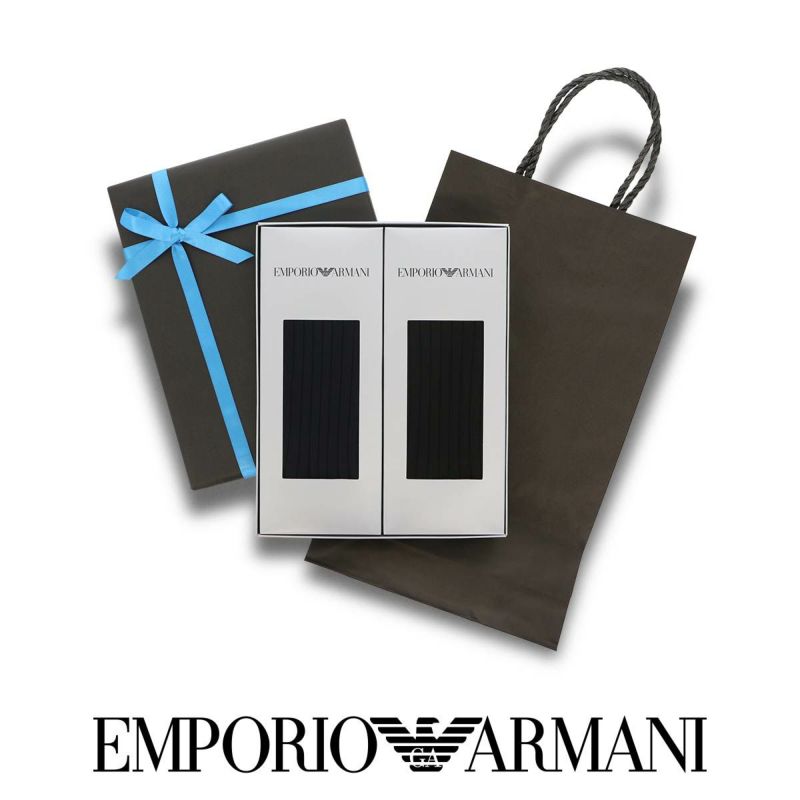 【送料無料】EMPORIOARMANI（エンポリオアルマーニ）メンズソックスオールシーズン用靴下Dressリブクルー丈ソックスブランド靴下2足組ギフトセット男性メンズプレゼント贈答ギフトEA-2P-RBポイント10倍