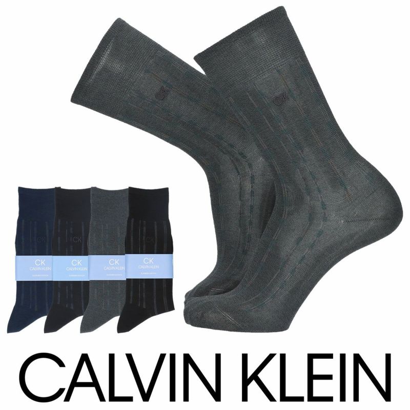 CalvinKleinカルバンクライン強撚糸使用ランダムストライプ柄クルー丈メンズビジネスソックス靴下男性紳士プレゼントギフトバレンタイン02562290