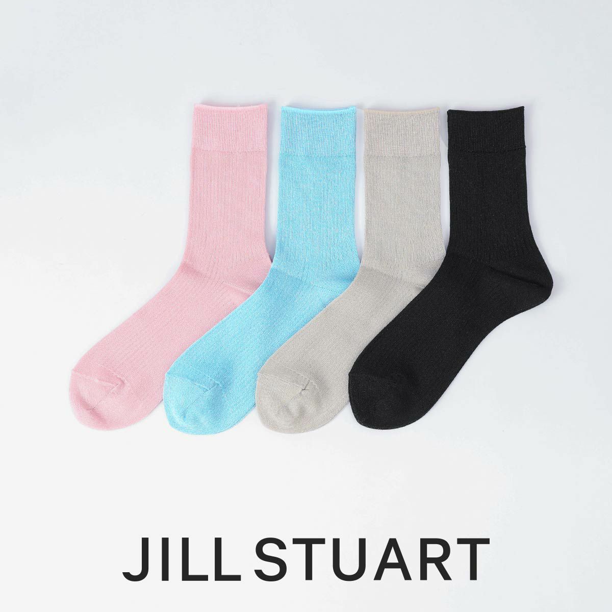 JILLSTUARTジルスチュアート日本製シアーシャイニーリブクルー丈レディースソックス靴下女性婦人プレゼントギフト03145427