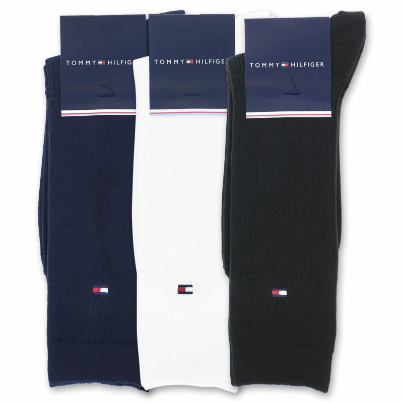 TOMMYHILFIGER｜トミーヒルフィガースクールソックスワンポイント刺繍28cm丈レディスハイソックス靴下3481-410ポイント10倍