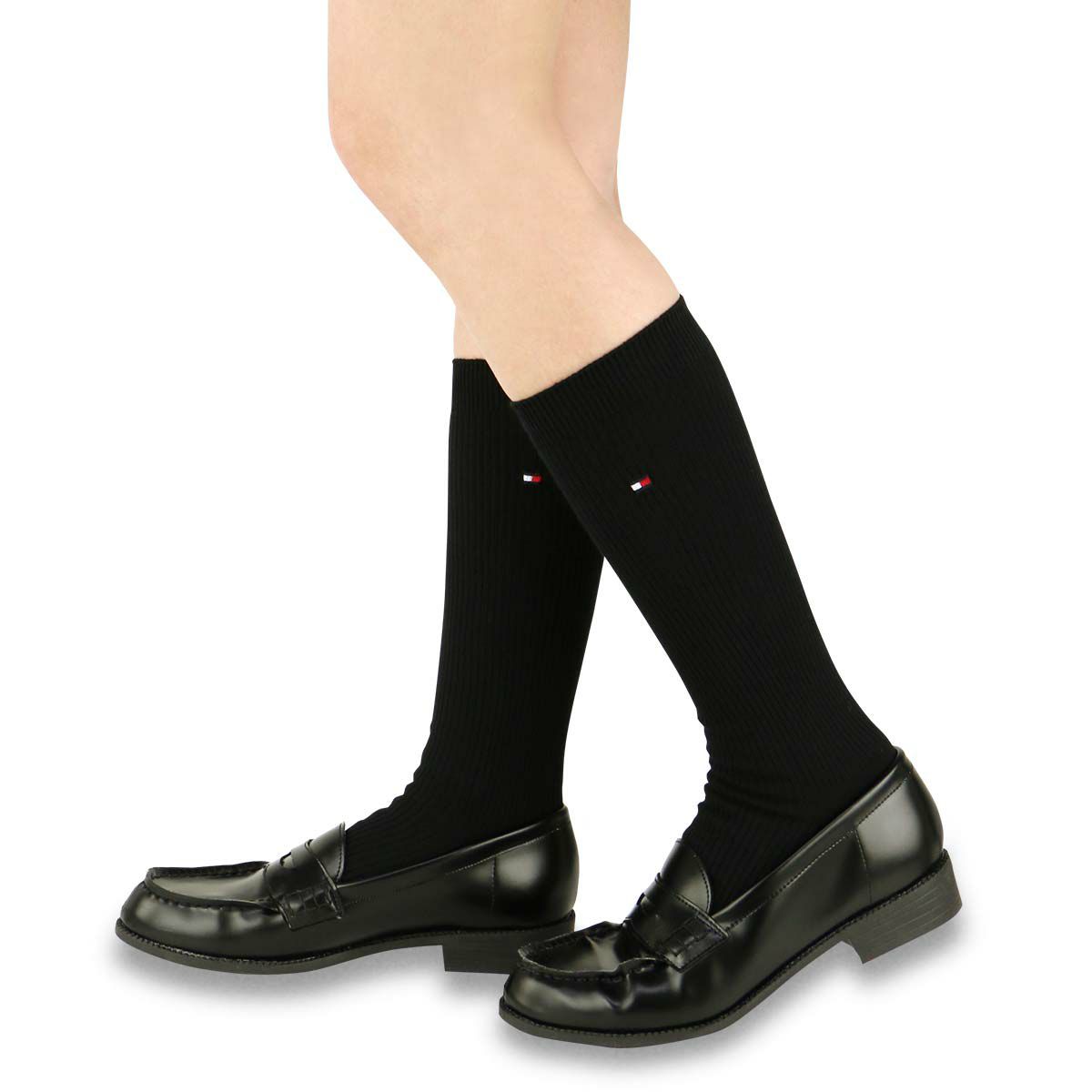 TOMMYHILFIGER｜トミーヒルフィガースクールソックスワンポイント刺繍32cm丈レディスハイソックス靴下3481-411ポイント10倍