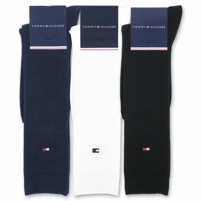 TOMMYHILFIGER｜トミーヒルフィガースクールソックスワンポイント刺繍32cm丈レディスハイソックス靴下3481-411ポイント10倍