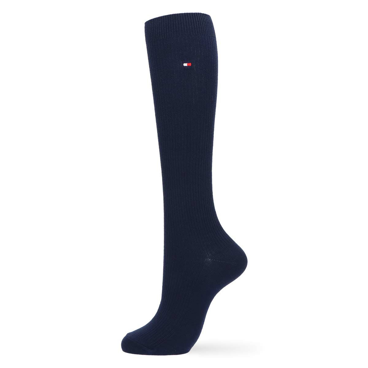 TOMMYHILFIGER｜トミーヒルフィガースクールソックスワンポイント刺繍36cm丈レディスハイソックス靴下3481-412