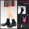 PLAYBOY（プレイボーイ）14cm丈スクールソックスワンポイント両面刺繍入りリブレディスクルーソックス靴下3737-350ポイント10倍