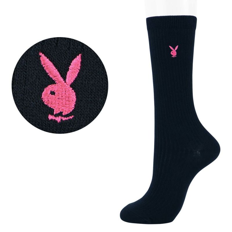 PLAYBOY（プレイボーイ）スクールソックスワンポイント刺繍28cm丈レディスハイソックス靴下3737-352ポイント10倍