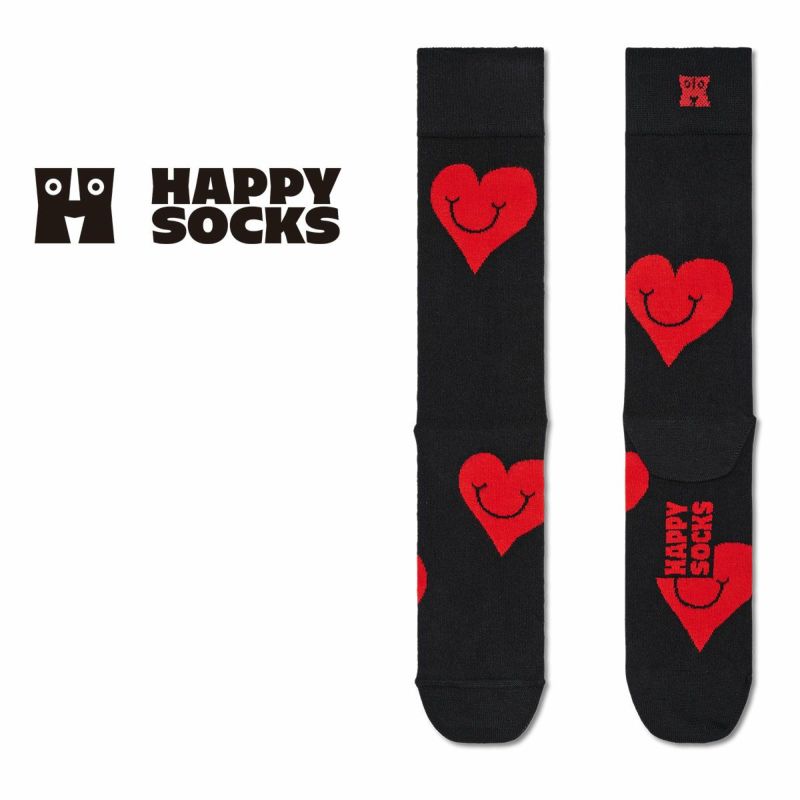 HappySocksハッピーソックスJUMBOSMILEYHEART（ジャンボスマイリーハート）クルー丈綿混ソックス靴下ユニセックスメンズ＆レディスプレゼント贈答ギフト10211032