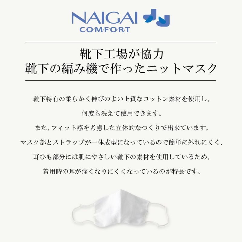 【予約販売・4月30日頃発送予定】日本製靴下の編み機で作った肌に優しいニットマスクポリジン加工（抗菌防臭加工）洗えるマスク綿100％ぴったりフィット男女兼用ユニセックスゆうパケット（ポスト投函）全国220円87800-001