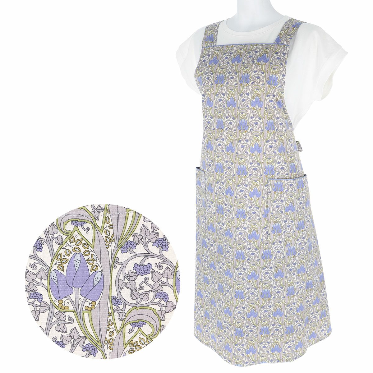 LICIEリッシーLIBERTYリバティプリントイスミニ綿100％後結びロングエプロンLサイズ70551007