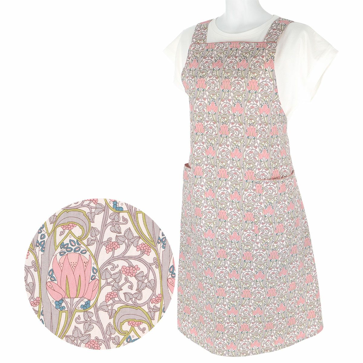LICIEリッシーLIBERTYリバティプリントイスミニ綿100％後結びロングエプロンLサイズ70551007