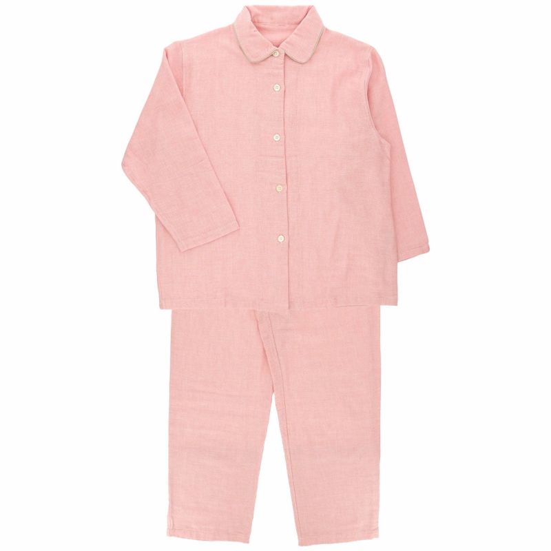 極眠byNAIGAI日本製三重ガーゼコットン100％ふんわりガーゼパジャマ前開き長袖長丈パンツ【Mサイズ】レディース女性婦人73380022