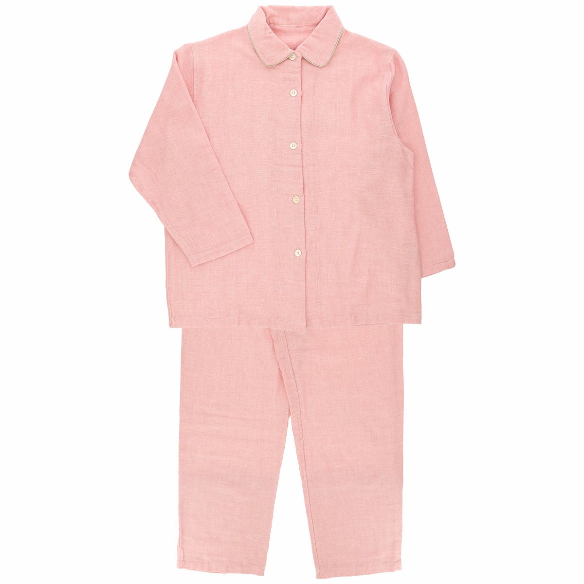 極眠byNAIGAI日本製三重ガーゼコットン100％ふんわりガーゼパジャマ前開き長袖長丈パンツ【Mサイズ】レディース女性婦人73380022