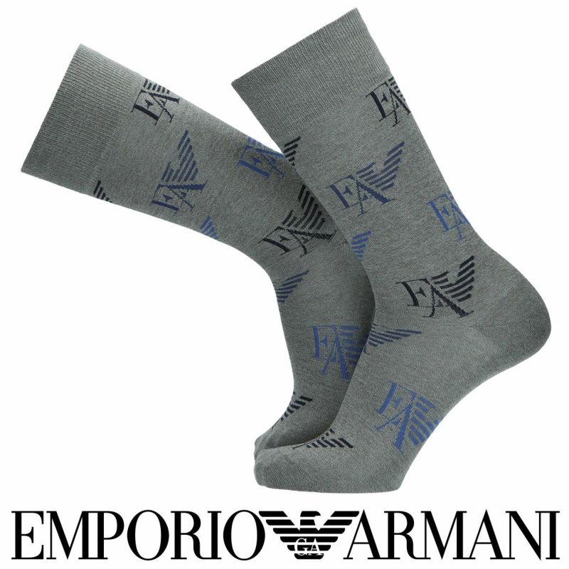 EMPORIOARMANIエンポリオアルマーニスーピマ綿使用EAロゴクルー丈メンズカジュアルソックス靴下男性紳士プレゼントギフト公式ショップ正規ライセンス商品02342354
