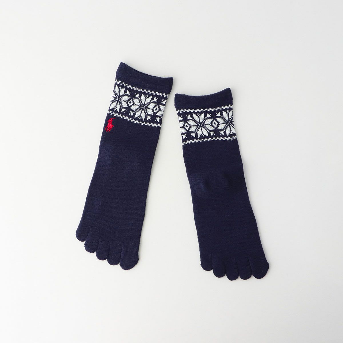 POLO RALPH LAUREN 毛混 5本指ソックス フェアアイル柄 クルー丈