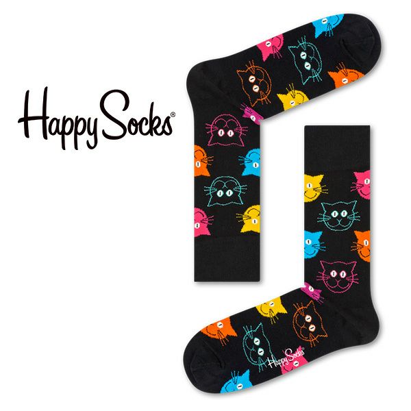 HappySocksハッピーソックスCAT（キャット）クルー丈綿混ソックス靴下ユニセックスメンズ＆レディス1A113039