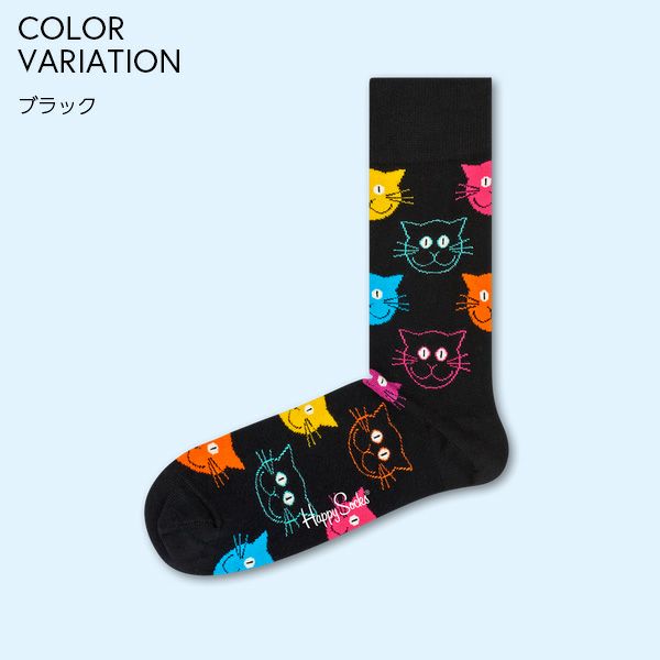 HappySocksハッピーソックスCAT（キャット）クルー丈綿混ソックス靴下ユニセックスメンズ＆レディス1A113039