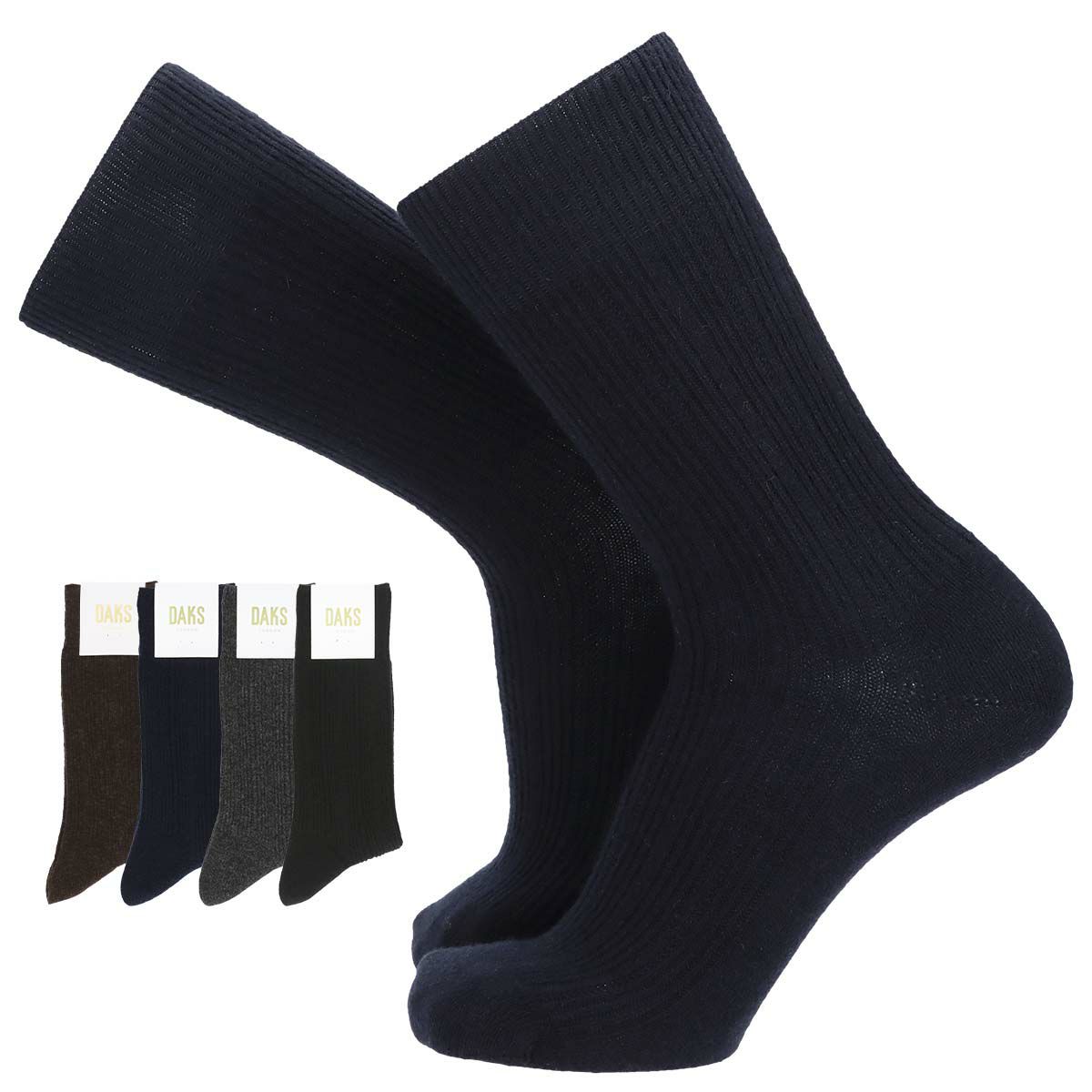DAKSダックス日本製履き口ゆったりカシミヤ混細リブクルー丈メンズソックス靴下男性紳士プレゼントギフト02501333