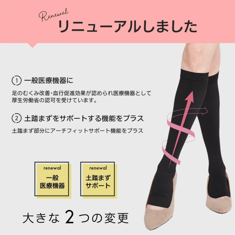 一般医療機器 着圧ソックス オープントゥ ハイソックス 段階圧力
