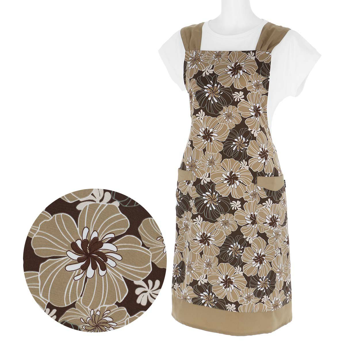 セール！40％OFFHOUSEWEARSTUDIOハウスウェアスタジオポリエステルデシングランドパンジー柄後結びロングレディースエプロン70372073