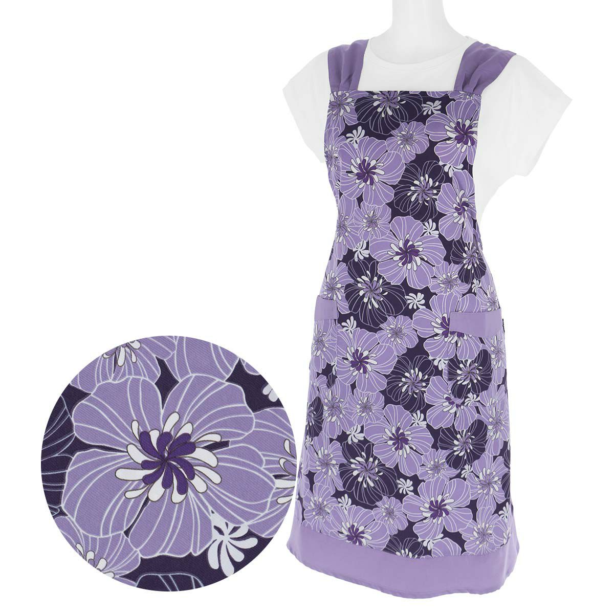 セール！40％OFFHOUSEWEARSTUDIOハウスウェアスタジオポリエステルデシングランドパンジー柄後結びロングレディースエプロン70372073