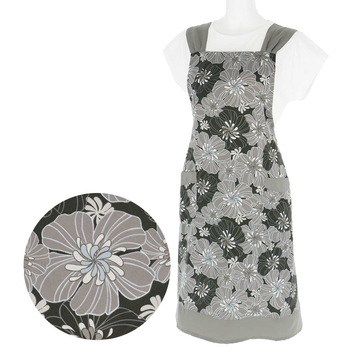 セール！40％OFFHOUSEWEARSTUDIOハウスウェアスタジオポリエステルデシングランドパンジー柄後結びロングレディースエプロン70372073