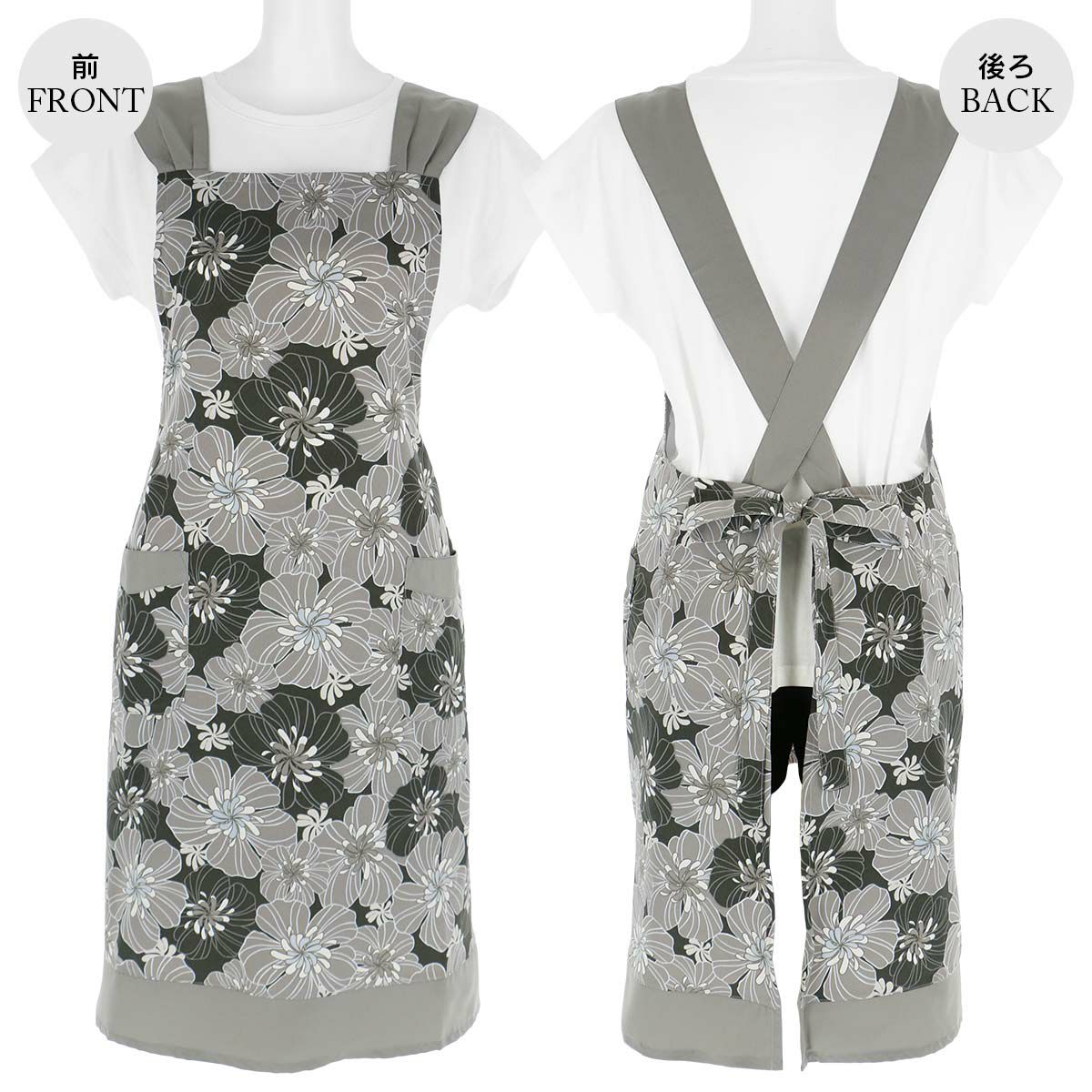 セール！40％OFFHOUSEWEARSTUDIOハウスウェアスタジオポリエステルデシングランドパンジー柄後結びロングレディースエプロン70372073