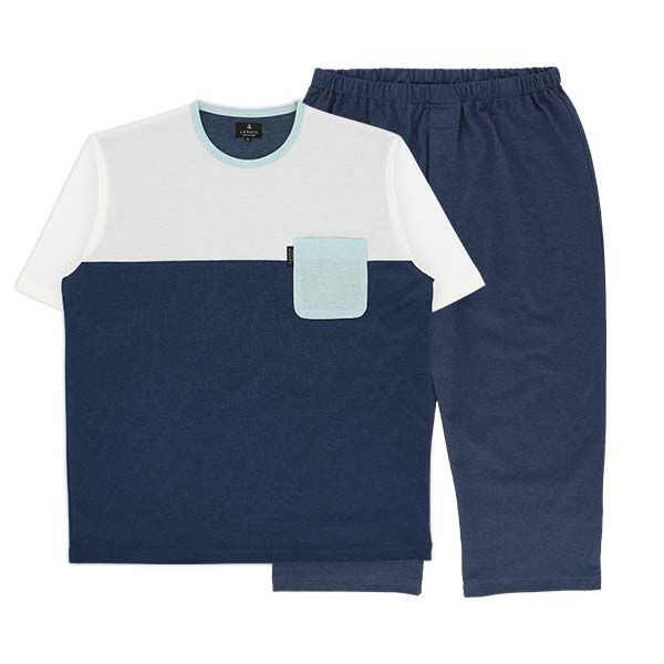 LANVINCOLLECTIONランバンコレクション【M・Lサイズ】鹿の子無地セオαパジャマ半袖八分丈パンツ上下セットメンズ男性紳士プレゼントギフト54422020公式ショップ正規ライセンス商品