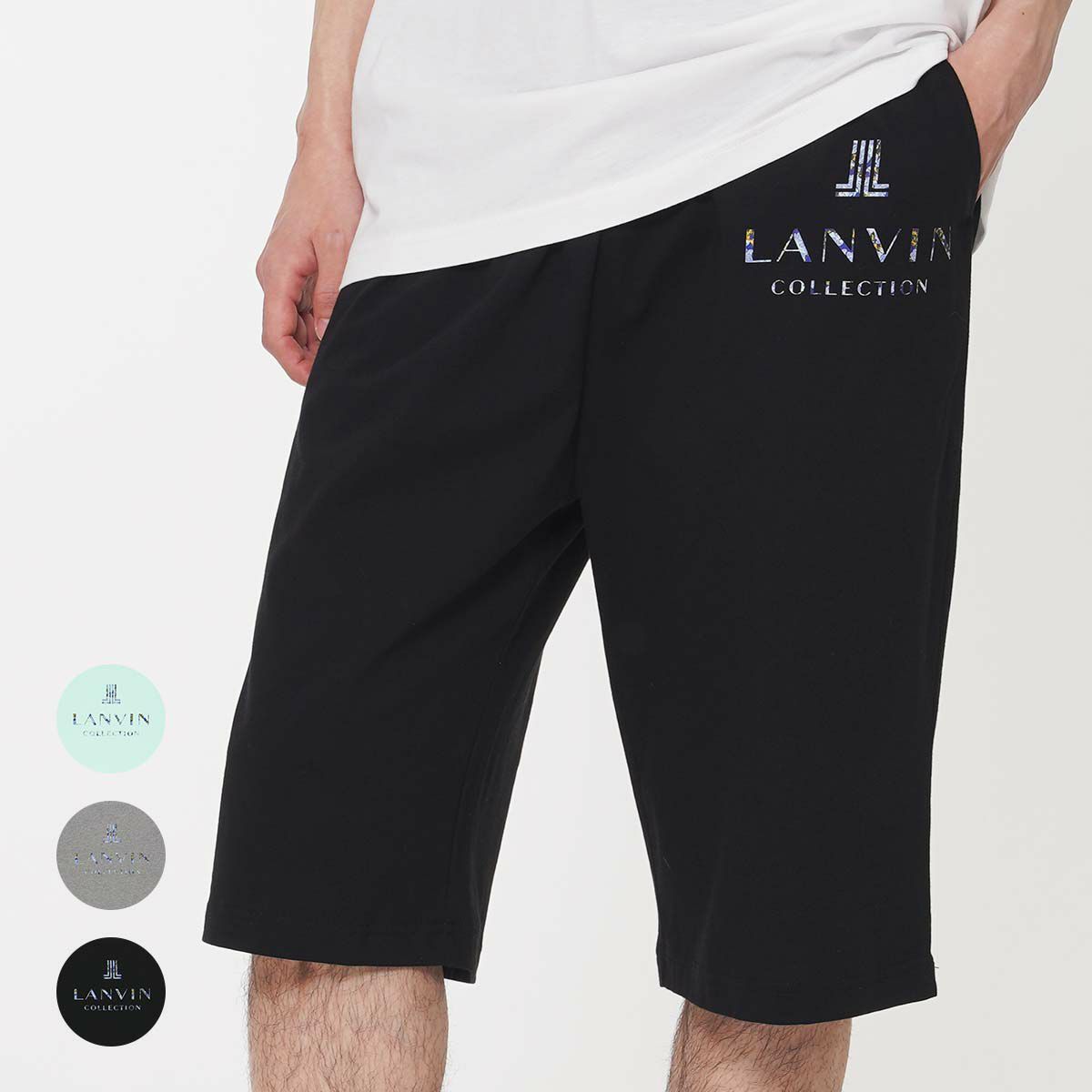 LANVIN COLLECTION 天竺シルケット 無地 ハーフパンツ ラウンジウェア