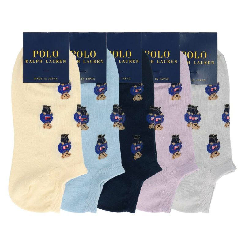 ポロ ラルフ ローレン 婦人 靴下 POLO RALPH LAUREN 日本製 綿麻混 ミニポロベア スニーカー丈 ソックス レディース  03207806