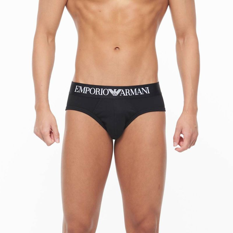 [EMPORIO ARMANI UW] コットンクラシック光沢ロゴバンドブリーフ EMPORIO ARMANI ICONIC LOGOBAND STRETCH COTTON BRIEF アイ