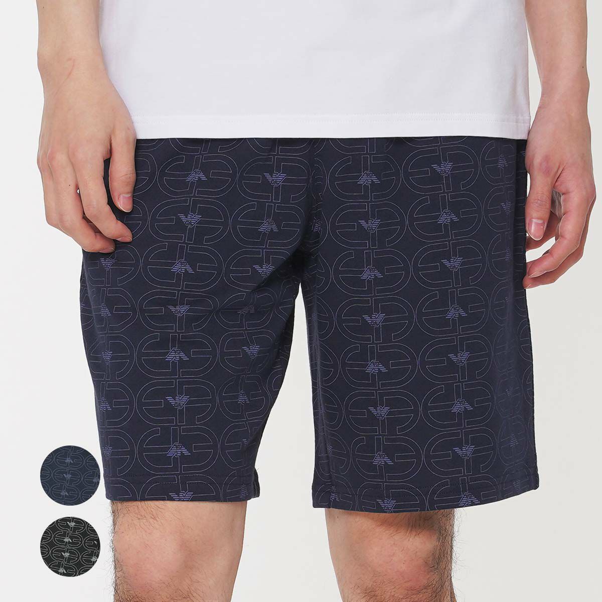 EMPORIO ARMANI ALL OVER LOGO TERRY BERMUDA オール オーバー ロゴ 