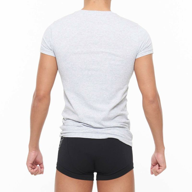 H809◾️アルマーニコレツォーニ　半衿シャツカラーカットソー　ストレッチ EMPORIO ARMANI ストレッチコットン クルーネック 半袖 Tシャツ