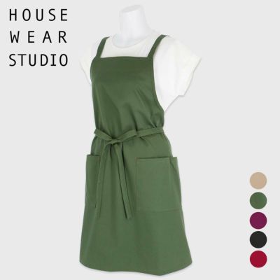 【TV番組 DAIGOも台所～きょうの献立 何にする？～ 着用商品】HOUSE WEAR STUDIO ハウスウェアスタジオ ツイル 無地 綿100％  前結び ロング レディース ユニセックス メンズ(小さめサイズ) エプロン 70372050 | 靴下 ソックス 通販のナイガイ公式 ...