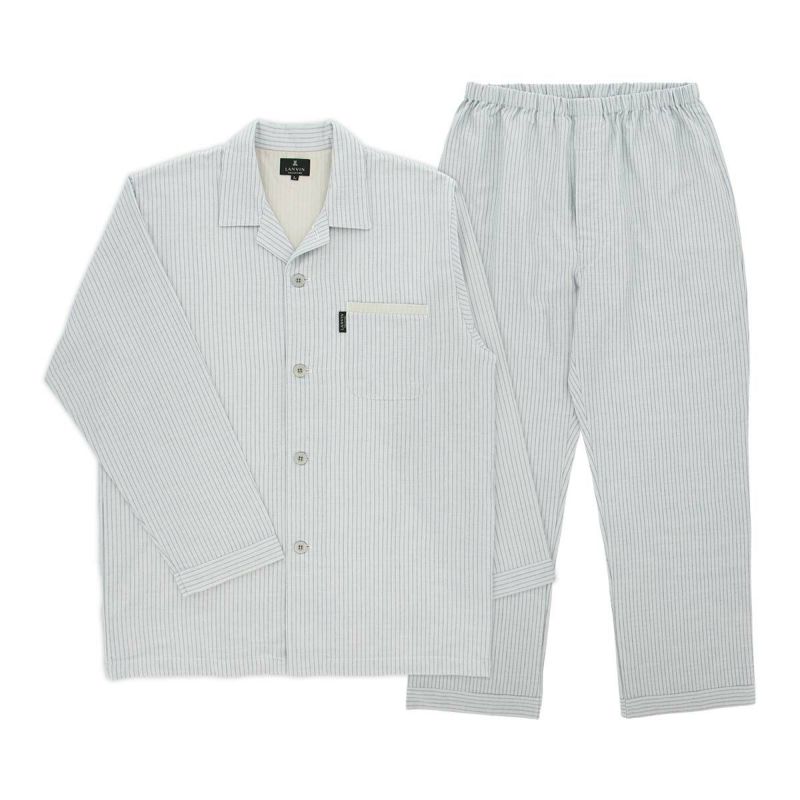 LANVINCOLLECTIONランバンコレクション【SMLサイズ】上下セットチェック柄長袖パジャマシャツ前ボタンメンズ綿100%おしゃれ男性紳士プレゼントギフト54420047公式ショップ正規ライセンス商品