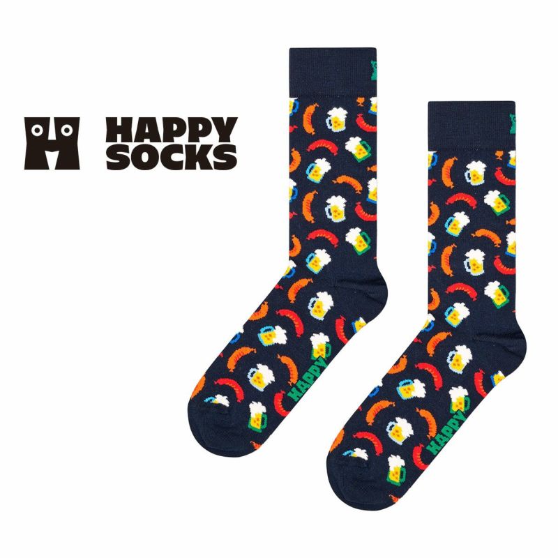 HappySocksハッピーソックスBeerAndSausage（ビールアンドソーセージ）クルー丈綿混ソックス靴下ユニセックスメンズ＆レディスプレゼント贈答ギフト10211018