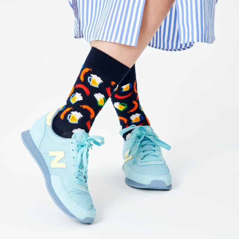 HappySocksハッピーソックスBeerAndSausage（ビールアンドソーセージ）クルー丈綿混ソックス靴下ユニセックスメンズ＆レディスプレゼント贈答ギフト10211018