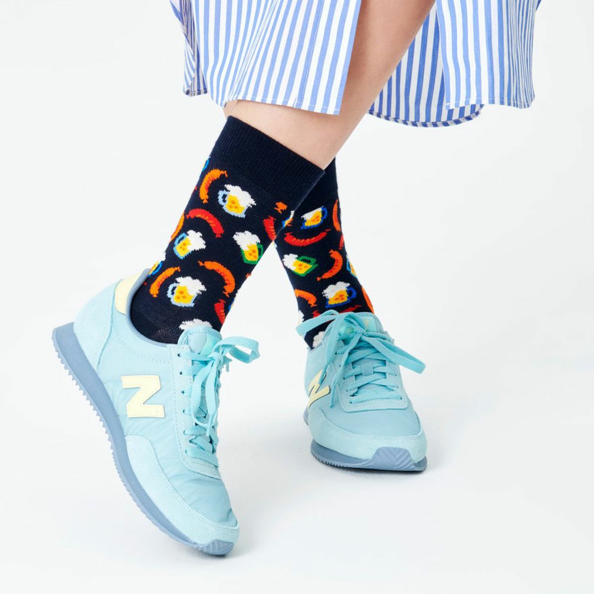 HappySocksハッピーソックスBeerAndSausage（ビールアンドソーセージ）クルー丈綿混ソックス靴下ユニセックスメンズ＆レディスプレゼント贈答ギフト10211018