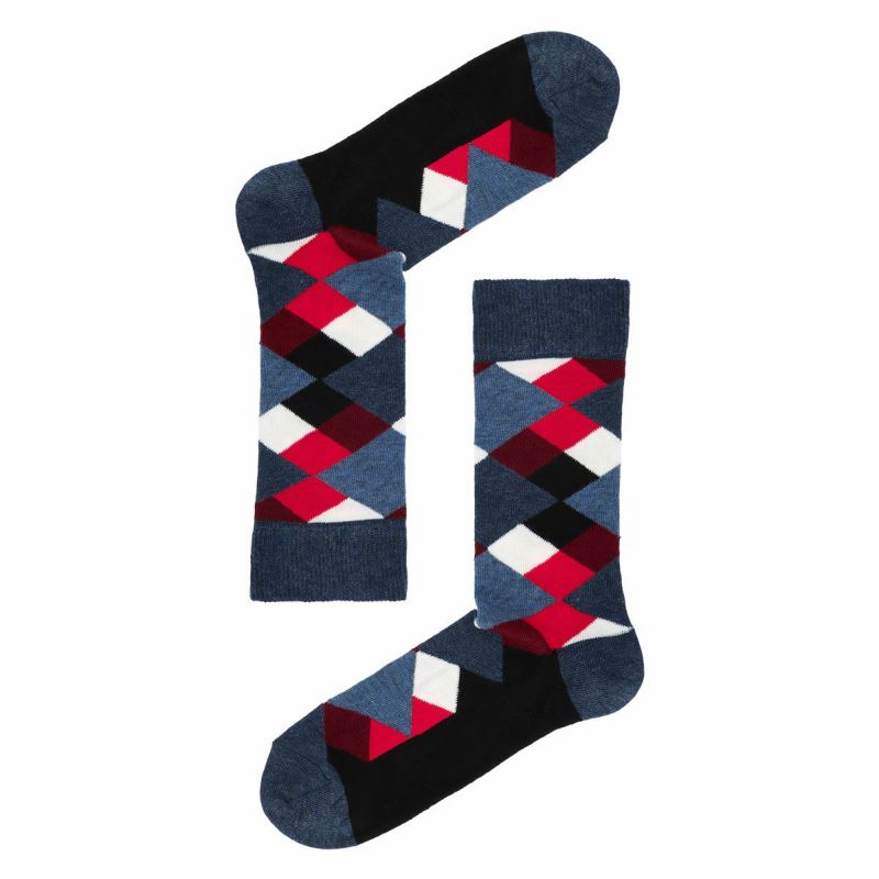 HappySocksハッピーソックスBROKENARGYLE（ブロークンアーガイル）クルー丈ソックス靴下ユニセックスメンズ＆レディスプレゼント無料ラッピングギフト10201902