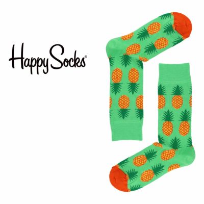 HappySocksハッピーソックスPINEAPPLE（パイナップル）クルー丈ソックス靴下ユニセックスメンズ＆レディスプレゼント無料ラッピングギフト10221910