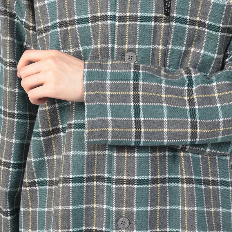 LANVINCOLLECTIONランバンコレクション【SMLサイズ】綿100％先染めネル起毛裏深起毛ヘリンボンチェック長袖メンズパジャマ上下セット日本製前ボタン前開き男性紳士プレゼントギフト054420049公式ショップ正規ライセンス商品