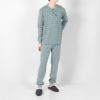 LANVINCOLLECTIONランバンコレクション【MLサイズ】先染め天竺ジャガードクルーネック長袖メンズパジャマ上下セット日本製ボタン男性紳士プレゼントギフト054420054公式ショップ正規ライセンス商品