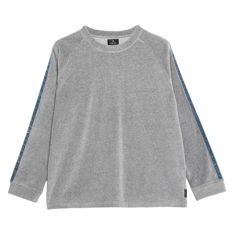 LANVINCOLLECTIONランバンコレクションベロア無地メンズクルーネック長袖ロングTシャツ綿混スウェット部屋着男性紳士プレゼントギフト054424045公式ショップ正規ライセンス商品