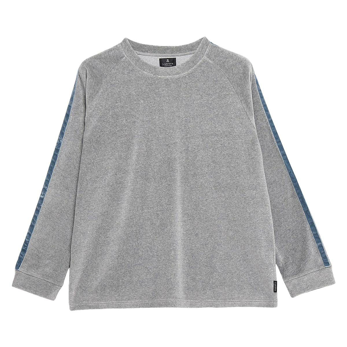 LANVINCOLLECTIONランバンコレクションベロア無地メンズクルーネック長袖ロングTシャツ綿混スウェット部屋着男性紳士プレゼントギフト054424045公式ショップ正規ライセンス商品