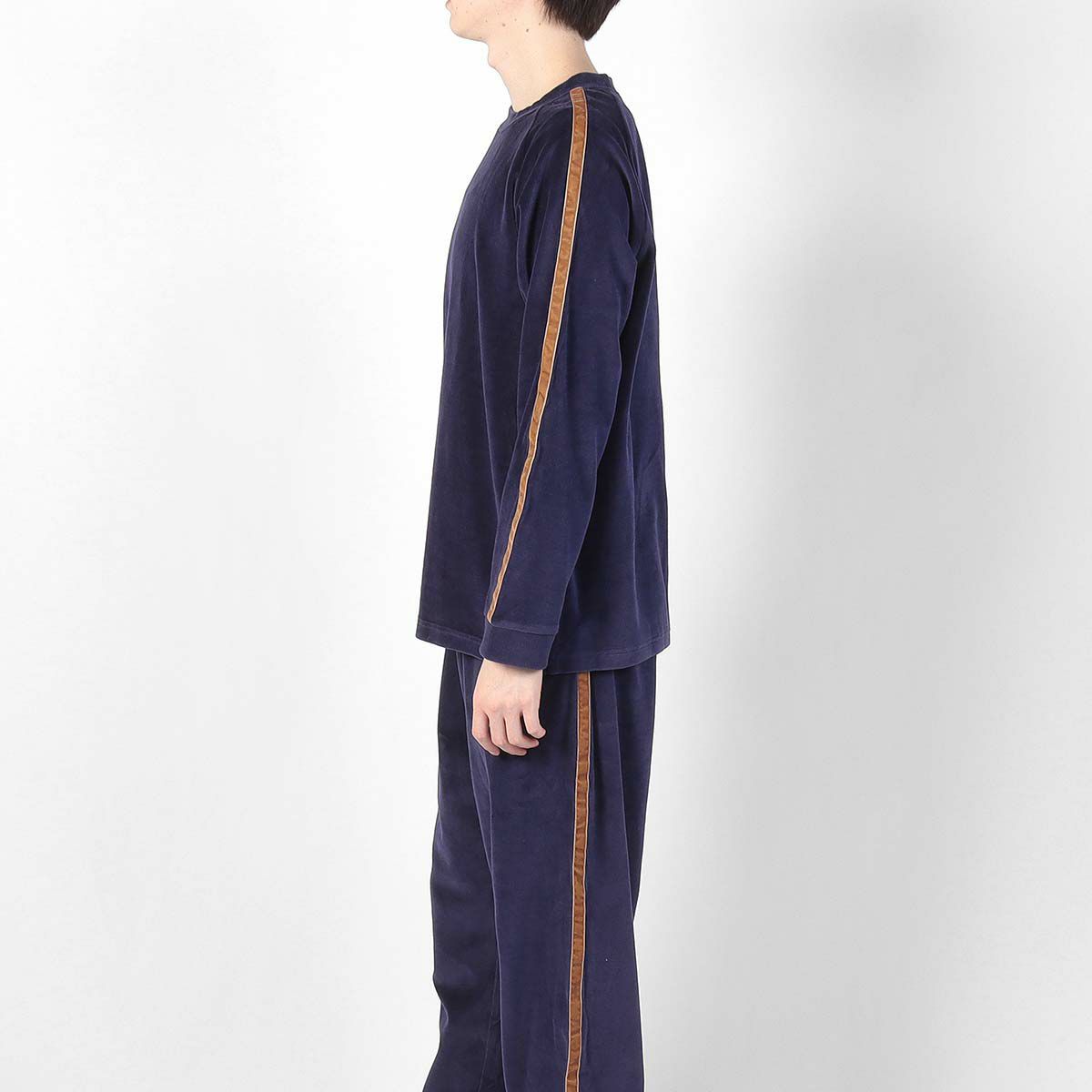 LANVINCOLLECTIONランバンコレクションベロア無地メンズクルーネック長袖ロングTシャツ綿混スウェット部屋着男性紳士プレゼントギフト054424045公式ショップ正規ライセンス商品