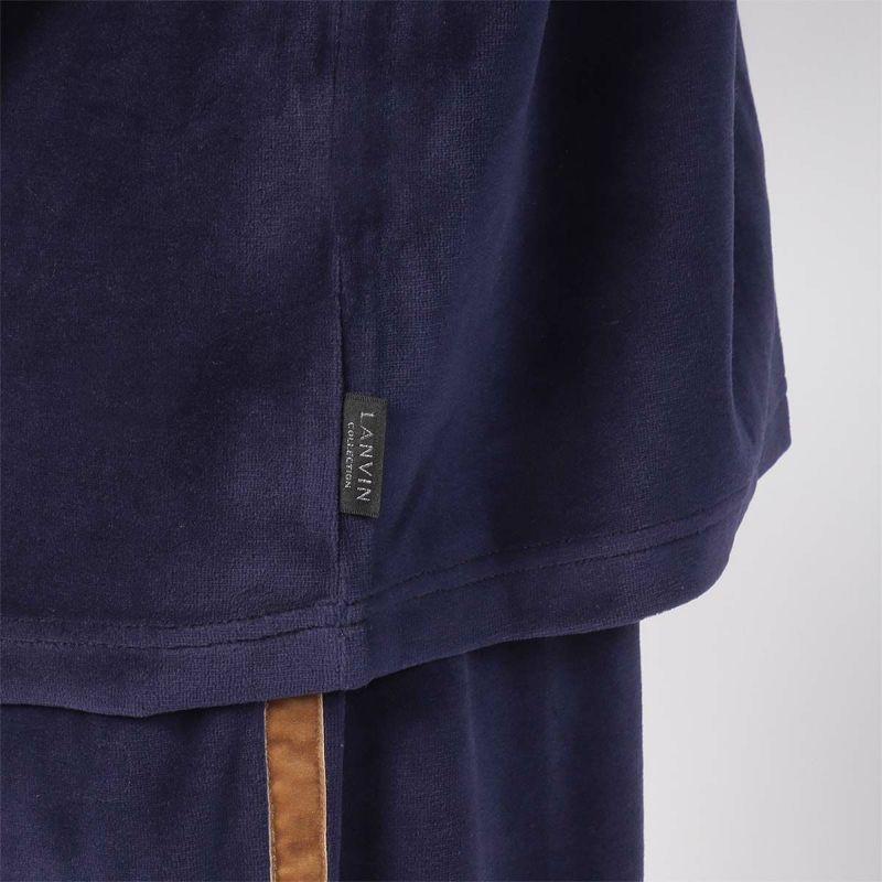 LANVINCOLLECTIONランバンコレクションベロア無地メンズクルーネック長袖ロングTシャツ綿混スウェット部屋着男性紳士プレゼントギフト054424045公式ショップ正規ライセンス商品