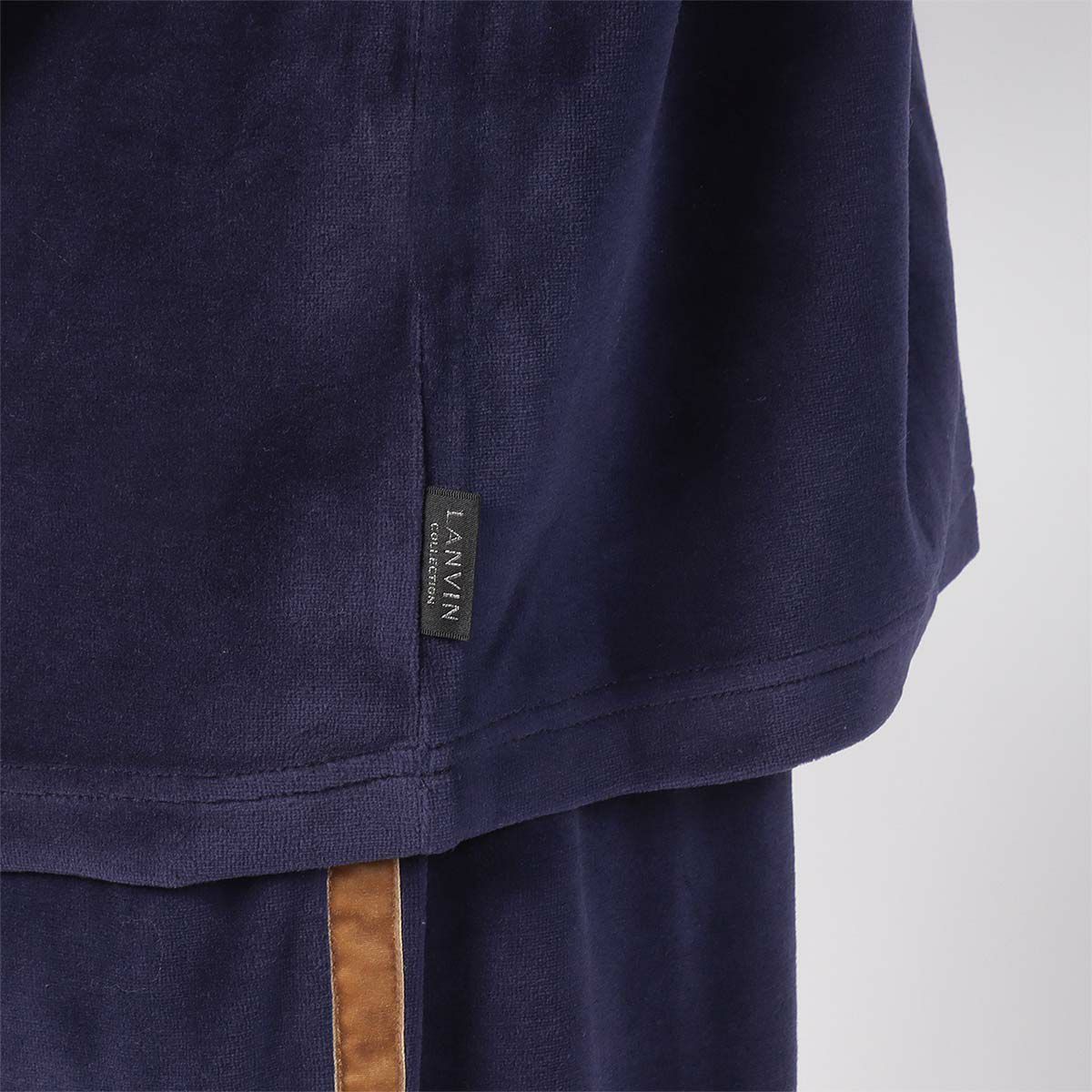 LANVINCOLLECTIONランバンコレクションベロア無地メンズクルーネック長袖ロングTシャツ綿混スウェット部屋着男性紳士プレゼントギフト054424045公式ショップ正規ライセンス商品