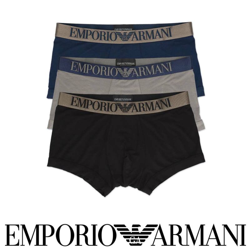 EMPORIO ARMANI エンポリオ アルマーニ ICONIC TRUNK ロゴバンド ボクサーパンツ 前閉じ パンツ EUサイズ 男性 メンズ  アンダーウェア 下着 プレゼント 無料ラッピング 贈答 ギフト 54075119 公式ショップ 正規ライセンス商品 | 靴下 ソックス