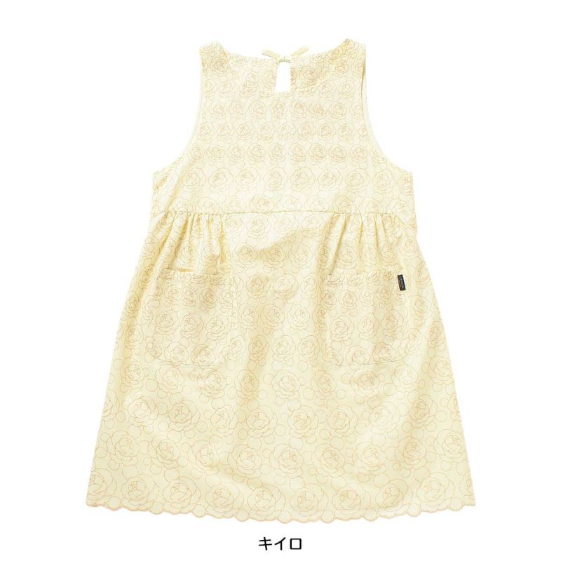 LANVINCOLLECTIONランバンコレクションエクセロンローズ柄綿100％日本製刺繍生地後結び背付きエプロンレディース70043018