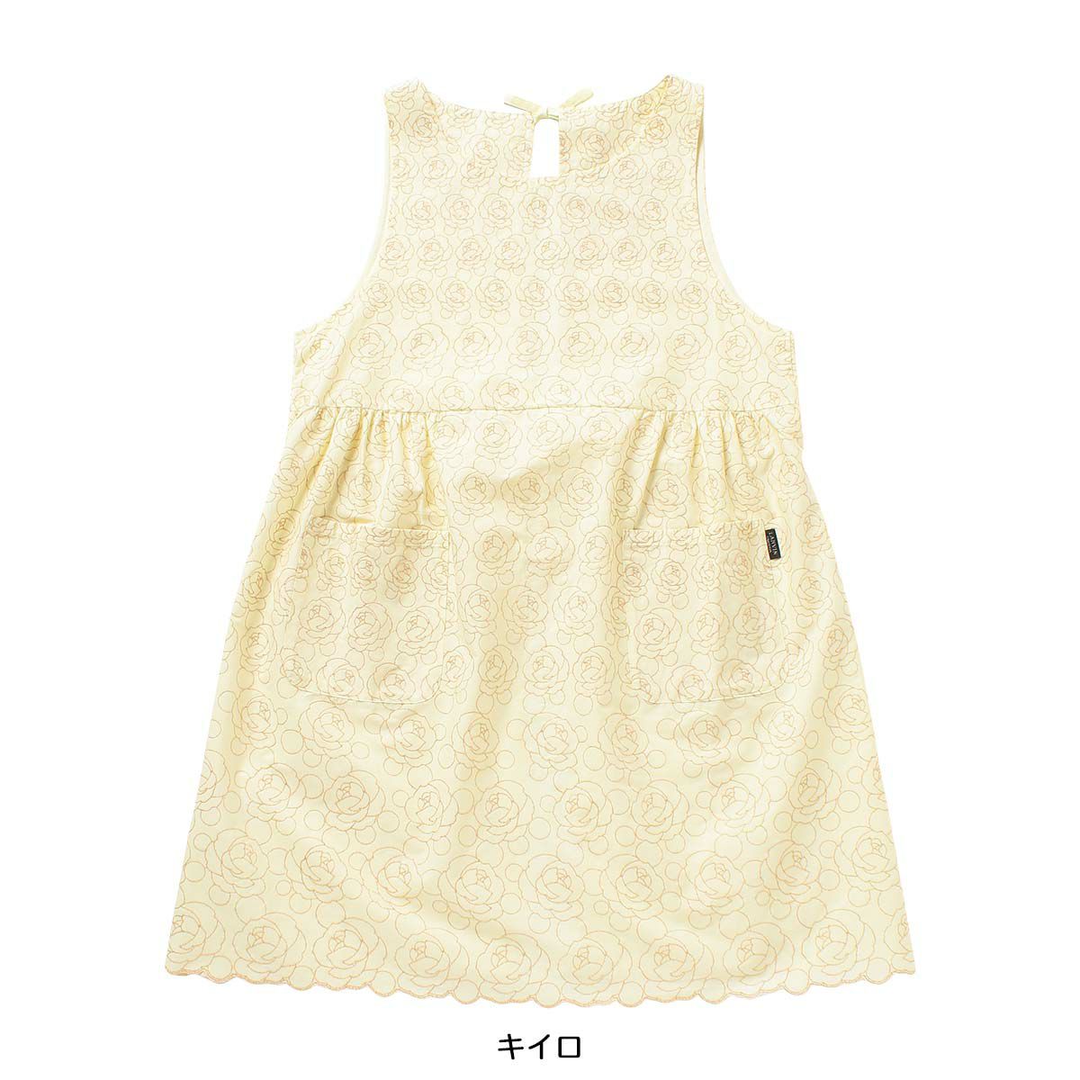 LANVINCOLLECTIONランバンコレクションエクセロンローズ柄綿100％日本製刺繍生地後結び背付きエプロンレディース70043018